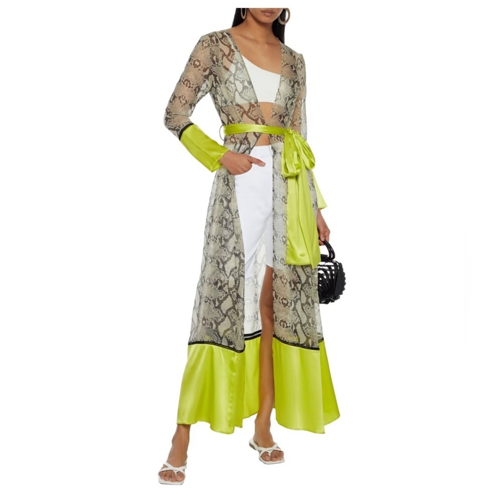 WE‎ ARE LEONE
Belted satin-paneled snake-print silk-chiffon robe
Size: S/M